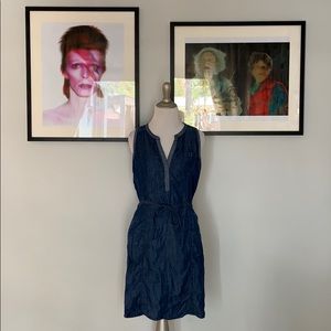 Sax Fifth Ave BLUE Denim Sleeveless Shirt Dress